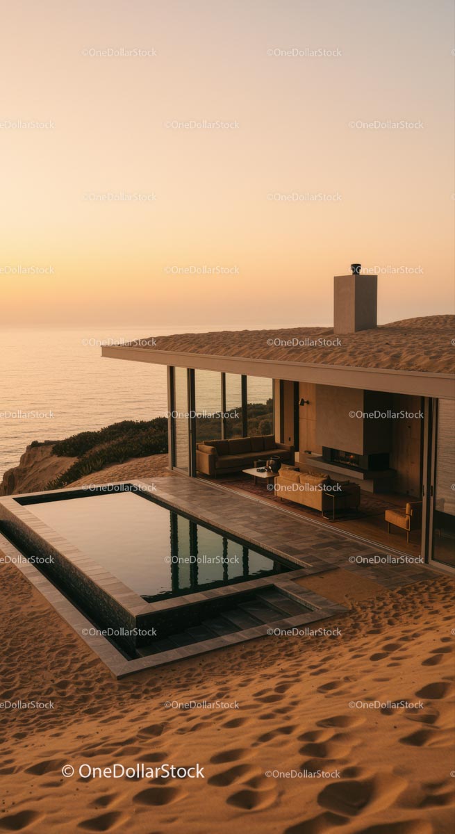 Modern Cliffside House with Glass Walls and Infinity Pool