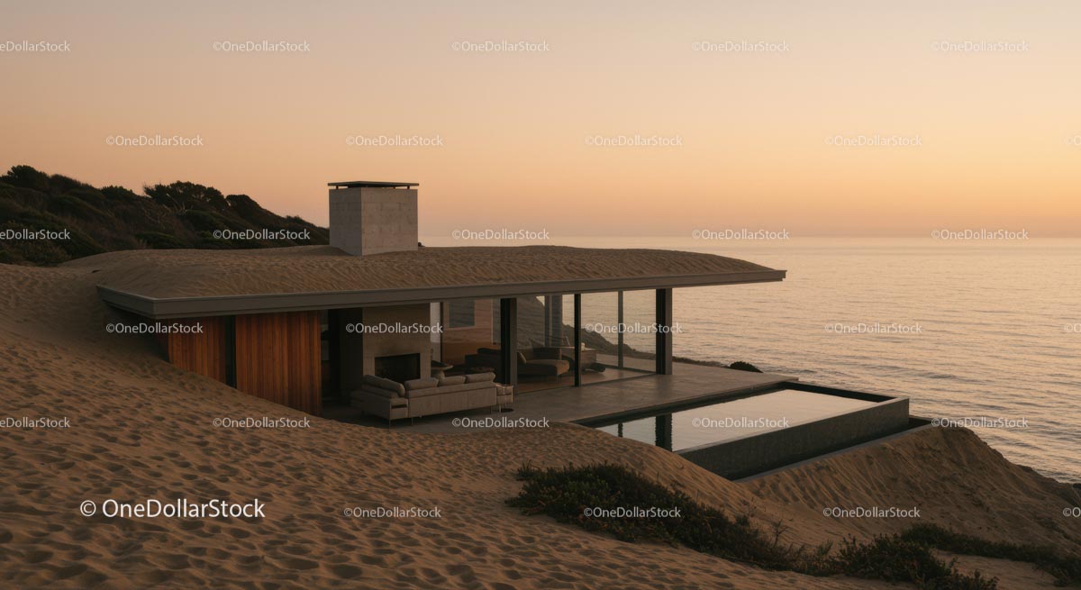 Modern Cliffside House with Glass Walls and Infinity Pool