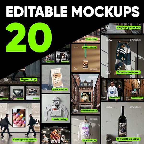 Editable Mockups Bundle 02 (20 PSD Files)