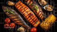 Fresh Grilled Salmon Fillets with Corn and Cherry Tomatoes