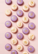 Lavender and Cream Macarons with Gold Leaf Decoration
