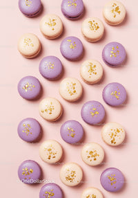 Lavender and Cream Macarons with Gold Leaf Decoration