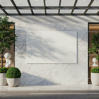Minimalist outdoor area with blank white billboard