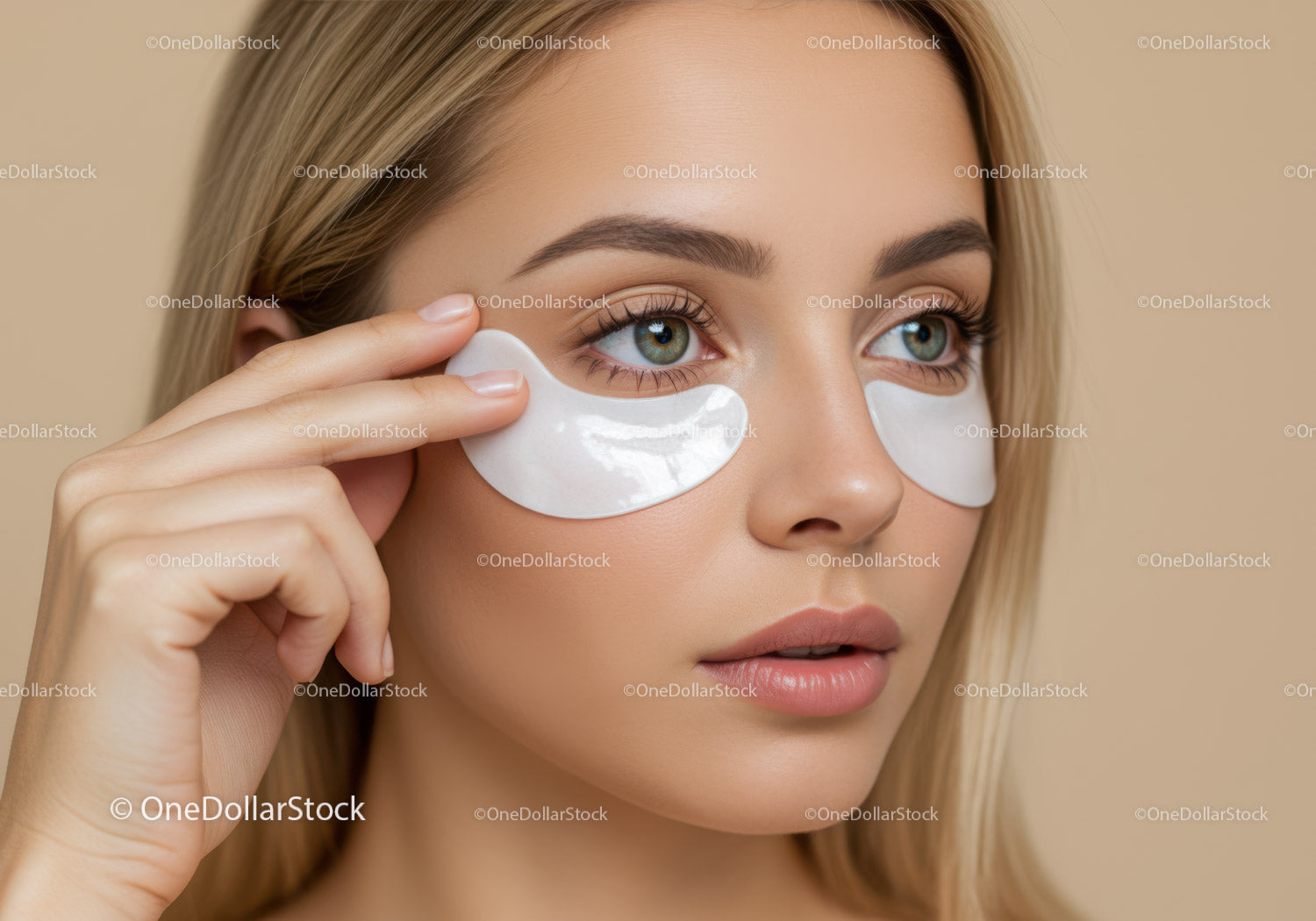 Young Woman Applying Under Eye Gel Patches for Skincare Routine