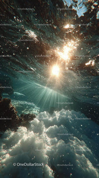 Enchanting Underwater Scene with Sunlight and Bubbles