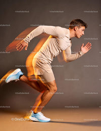 Athlete sprinting in dynamic motion blur effect