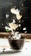 Chocolate and Vanilla Cookie Explosion in Midair