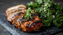 Herb-Garnished Grilled Chicken Breast with Fresh Greens