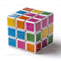 Colorful Rubik's Cube with Vibrant Red, Blue, Green, Yellow, and White Colors