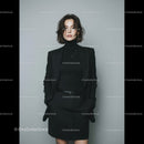 Stylish Woman in Black Suit Fashion Portrait for Business Use
