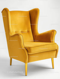 Yellow Velvet Armchair with Gold Legs for Stylish Living Spaces