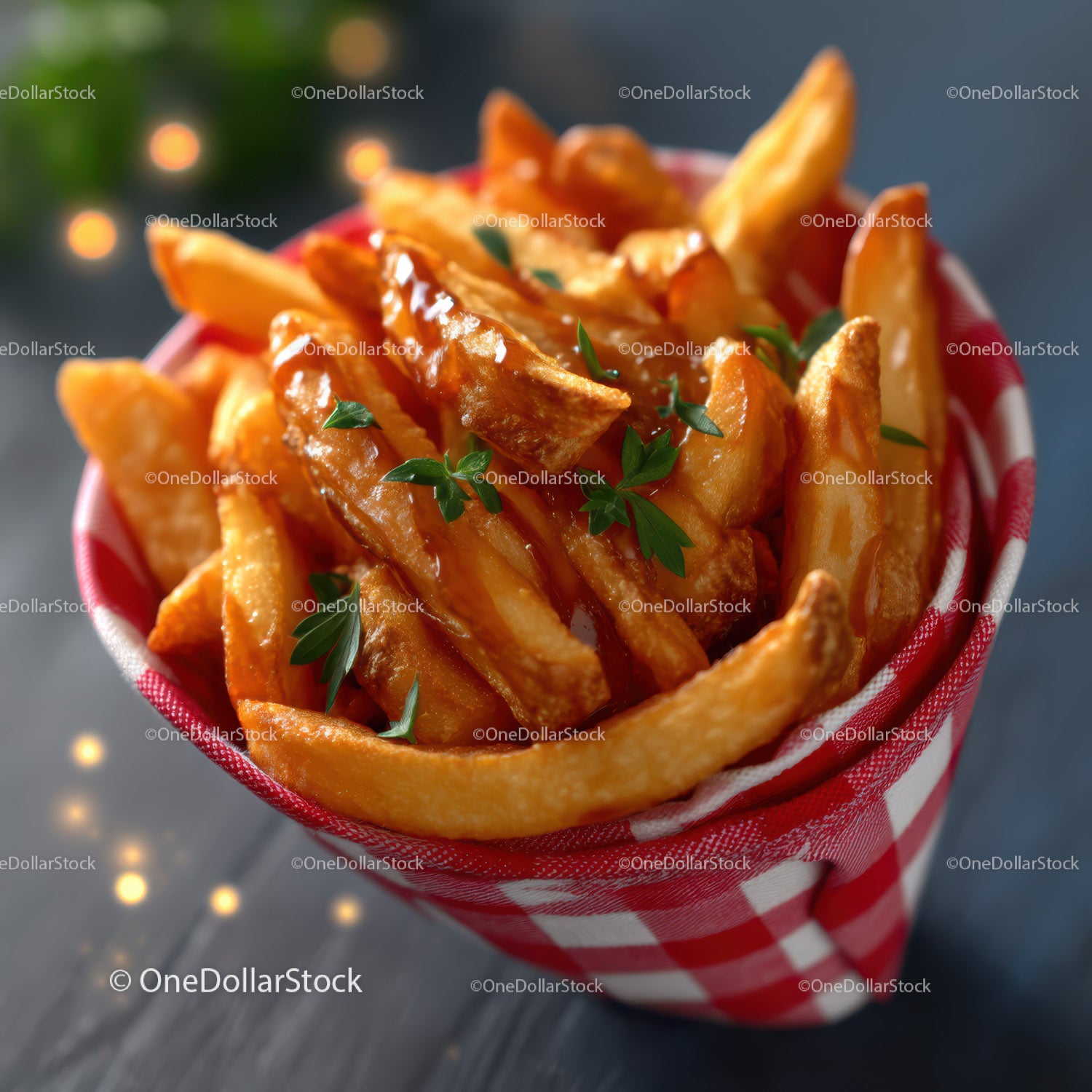 Crispy French Fries with Golden Potato Wedges and Dipping Sauce