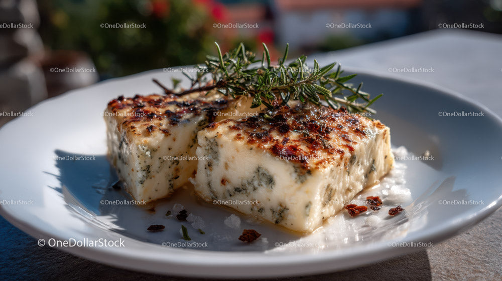 Grilled Herb Cheese with Fresh Rosemary Garnish