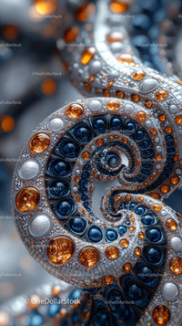 Elegant Spiral Ornament with Gemstones and Metallic Details