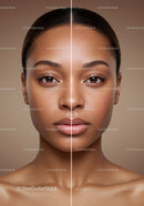 Close-Up Portrait of a Woman with Flawless Skin and Natural Makeup