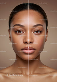 Close-Up Portrait of a Woman with Flawless Skin and Natural Makeup