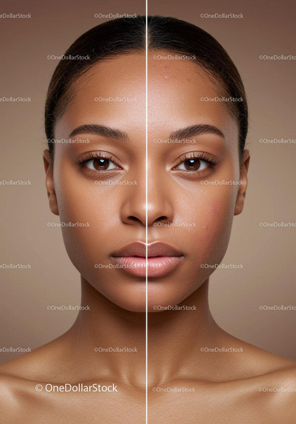 Close-Up Portrait of a Woman with Flawless Skin and Natural Makeup