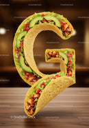 Creative Letter G Shaped Taco with Fresh Ingredients