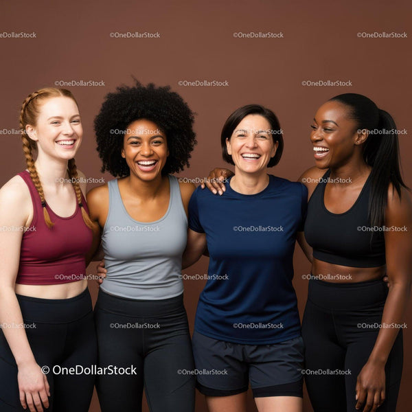 Diverse friends enjoying workout session together