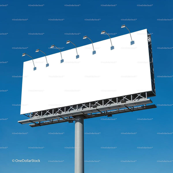 Large blank billboard against clear blue sky JPG Mockup Image
