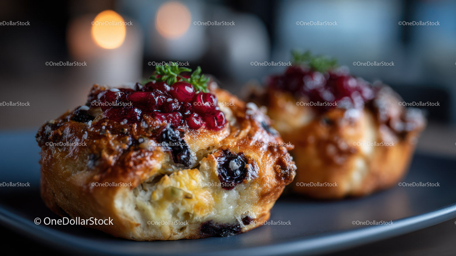 Blueberry Muffin with Juicy Berries and Golden Brown Crust