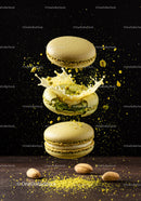 Green Pistachio Macarons with Cream Splash