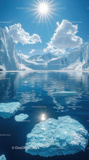 Majestic Arctic Glacier Scene with Snowy Mountains and Icy Water