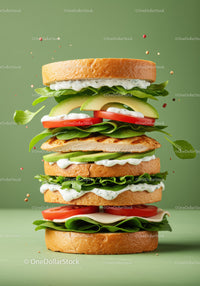 Fresh grilled chicken sandwich with avocado and greens