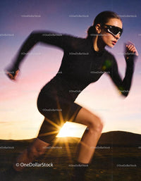Athlete sprinting outdoors at sunset in dynamic motion