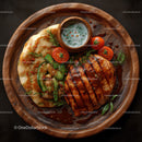 Gourmet Grilled Pork Chop with Herb Sauce and Vegetables