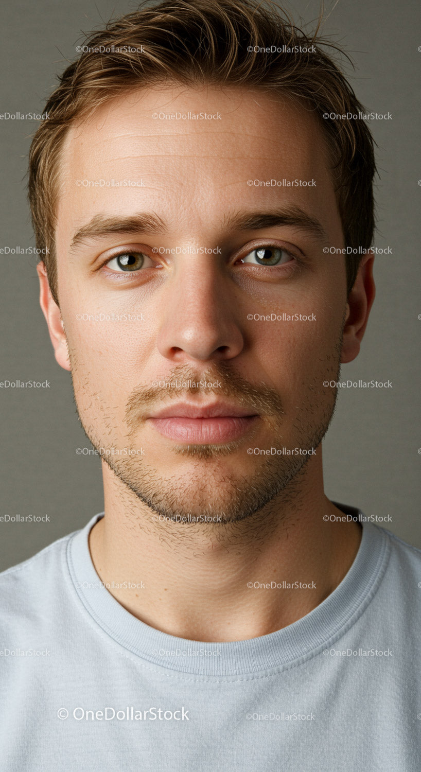 Close-Up Portrait of a Young Man with Blue Eyes