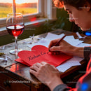 Writing a Heartfelt Valentine Message at Sunset