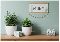 Modern Mint and Green Foliage Indoor Decor with Wall Art