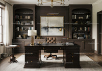 Elegant classic home office with dark wood furniture