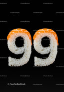 Number Ninety Nine Made from Sushi Rolls on Black