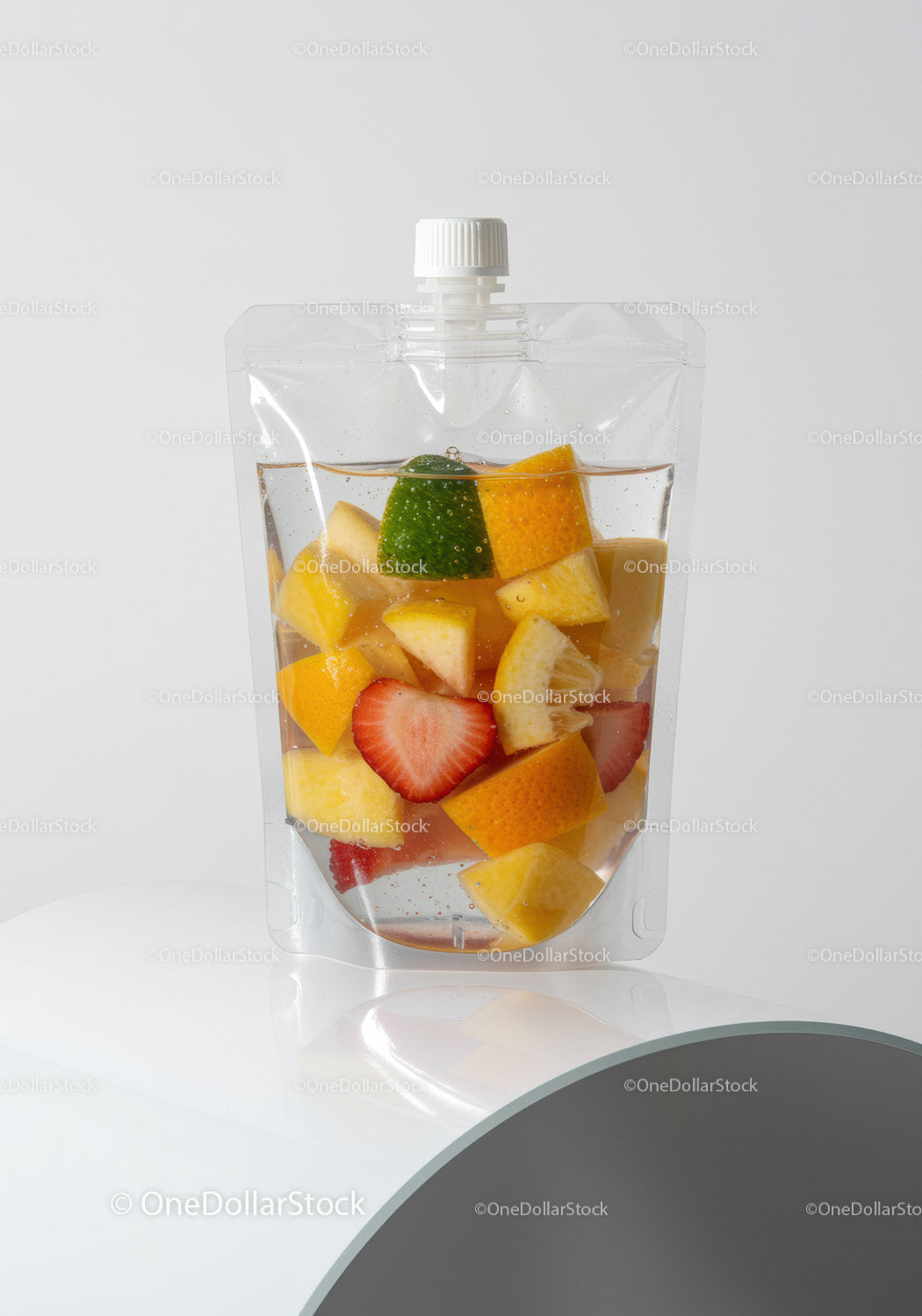 Fresh Fruit Infused Water in Clear Reusable Pouch