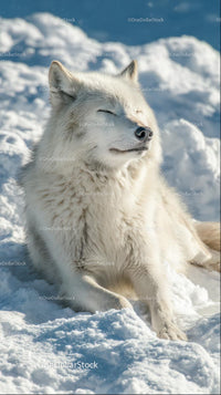 Arctic Wolf Relaxing in Beautiful Snowy Landscape