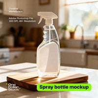 editable PSD mockup for Spray bottle in kitchen