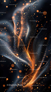 Abstract Light Flow with Glowing Particles and Digital Waves