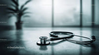 Stethoscope on a Table in a Modern Medical Clinic Setting