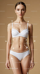 Portrait of a Young Woman in Lingerie with Body Outline Marks