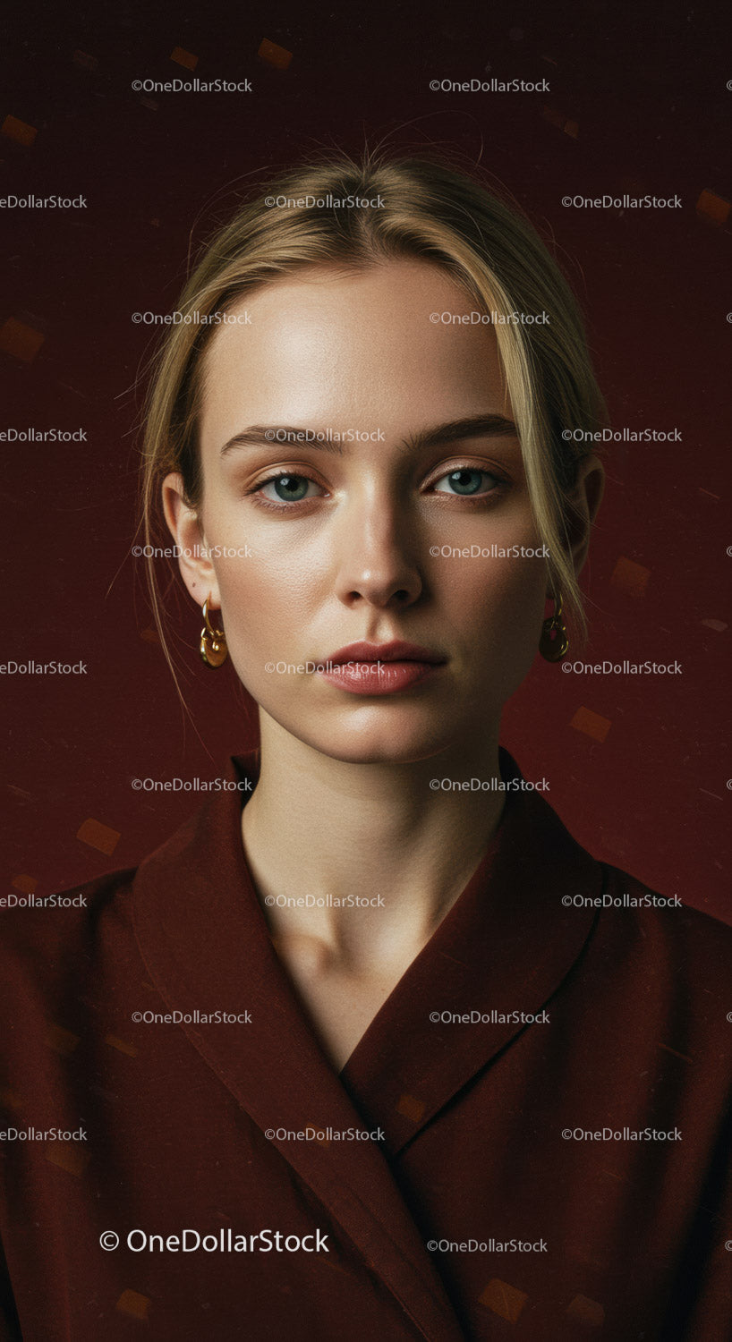 Stylish Young Woman Portrait with Blonde Hair and Elegant Style