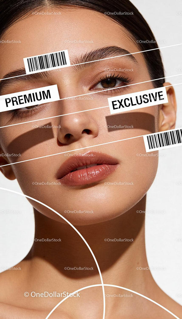 Zbliżenie na portret kobiety z ekskluzywnymi i premium etykietami