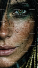 Close-Up of Human Eye with Striking Green Color and Textured Skin