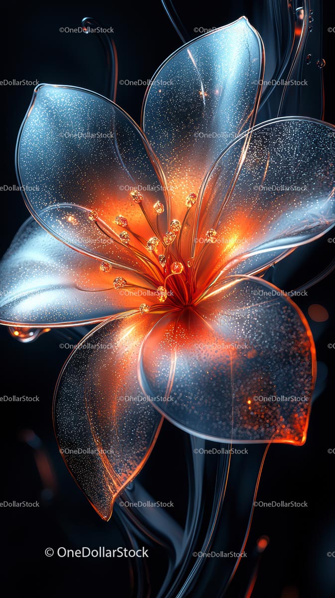 Abstract Luminous Flower Art with Glowing Petals and Light Effects