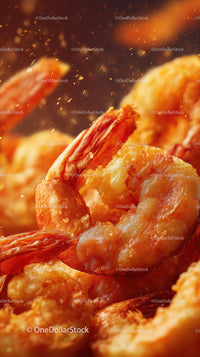 Close-Up of Golden Fried Shrimp with Crispy Coating