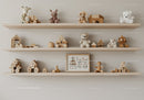 Adorable Wooden Toys and Plush Collectibles on Minimalist Shelves for Kids Room