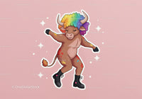 Colorful Cartoon Bull with Rainbow Hair in Funky Streetwear