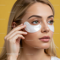 Beautiful Woman Applying Eye Patches for Skincare Routine