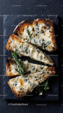 Blue Cheese on Black Slate with Herbs and Sliced Display